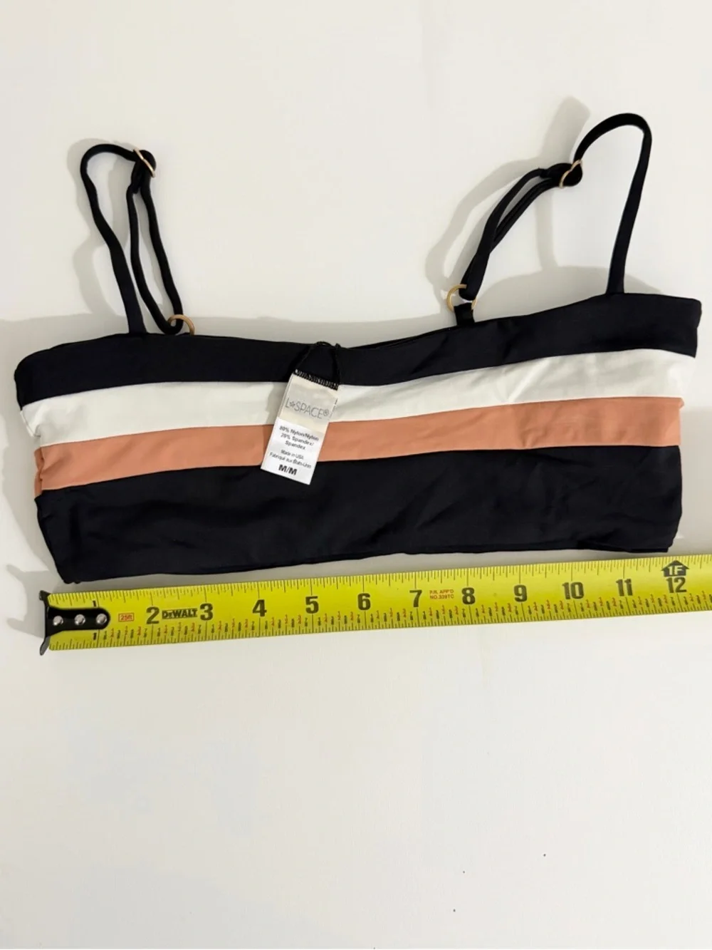 L*Space Striped Bandeau Bikini Top - Black, White & Rust
